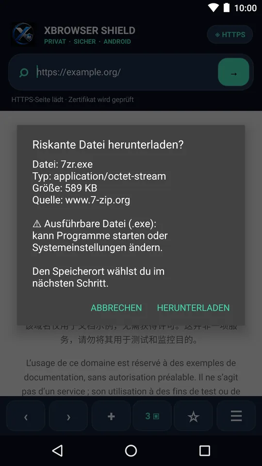Warnung vor riskanten Dateien