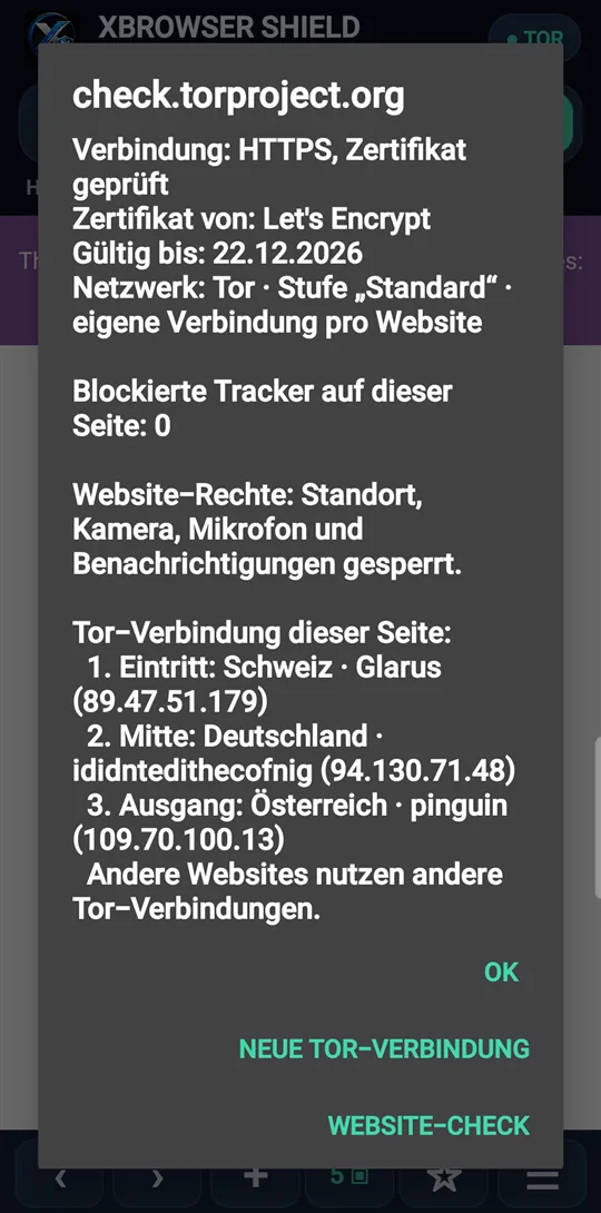 Tor-Relais einer Seite